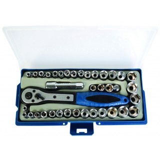 Комплект тресчотка с вложки BASIC SKILLCO 1/4"&3/8", 4-15 mm - 38 части