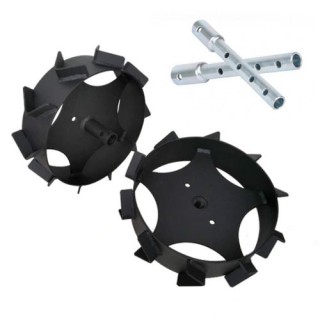 Комплект метални колела за мотофреза FORTECO - 340 mm + уширители