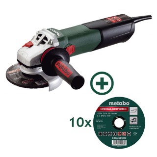 Промо комплект ъглошлайф METABO WEV 17-125 QUICK + 10 бр. дискове за метал