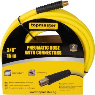 Пневматичен маркуч с конектори TOPMASTER 15m, 3/8" TMP