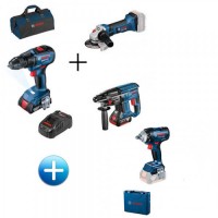 Акумулаторен промо комплект Bosch GBH 180-LI + GSR 18V-50 + GWS 180-LI + BOSCH GDS 18V-400